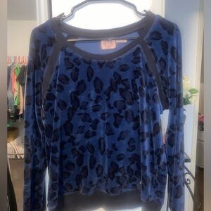 Juicy Velour Blue/Leopard‎ Print Long Sleeve